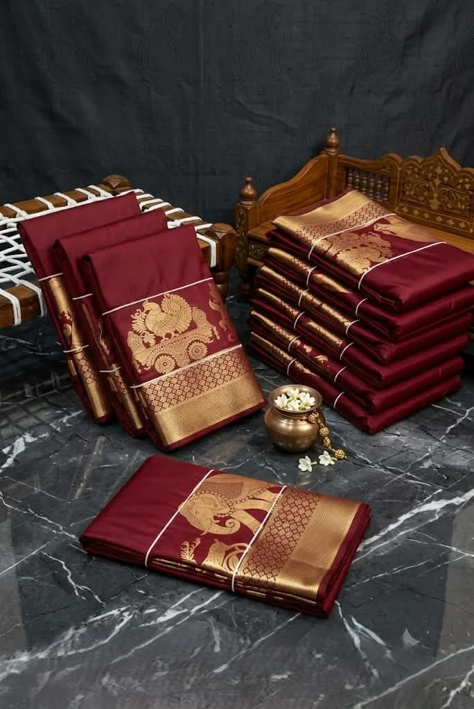 Pallaku Kumki Pure Silk Saree